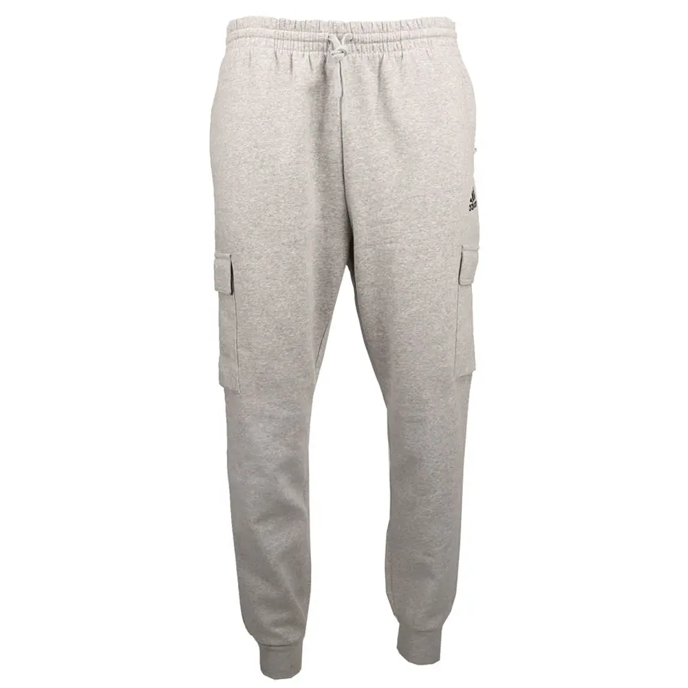 adidas Mens Essentials Fleece Regular Tapered Cargo Joggers Casual - Grey