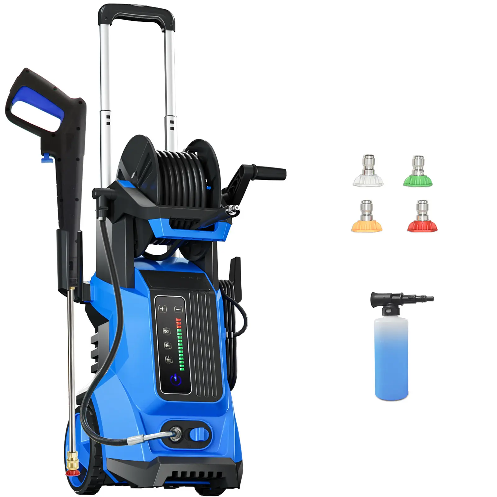 4500 PSI MAX 4.0GPM All-Purpose Electric Portable Pressure Washer with Adj-15-Level Touch Screen, Complete Nozzle Kit, Foam Cannon and Integrated Storage Design for car wash, home, driveway, patio, fence, siding, deck, garage Cleaning