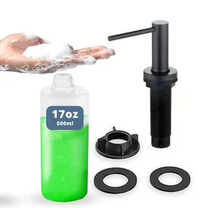 SBEN Kitchen Sink Soap Dispenser - Countertop Pump for Hand Soap or Lotion, 17oz Large Capacity, Stainless Steel & PE Plastic, Easy Screw Installation, Multifunctional for Kitchen & Bathroom