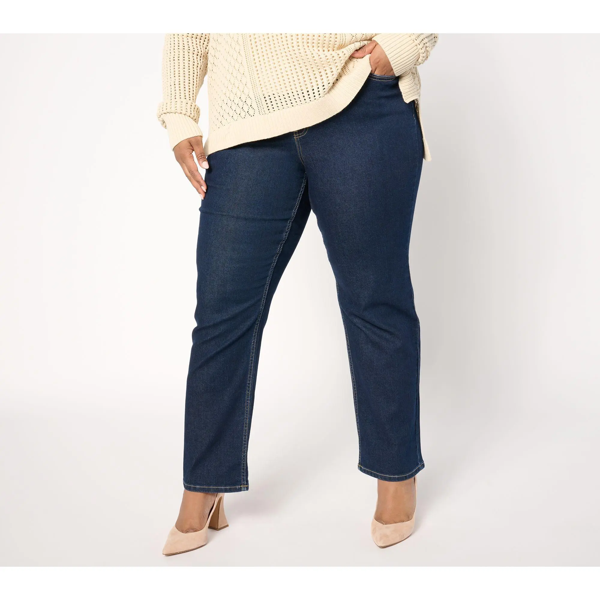 Me by Jennie Garth Petite Indigo Johnny Straight Leg Jeans