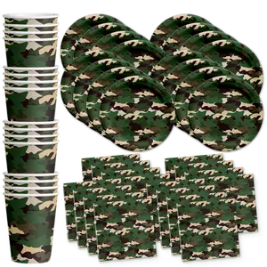 Classic Camo Birthday Party Tableware Kit For 16 Guests