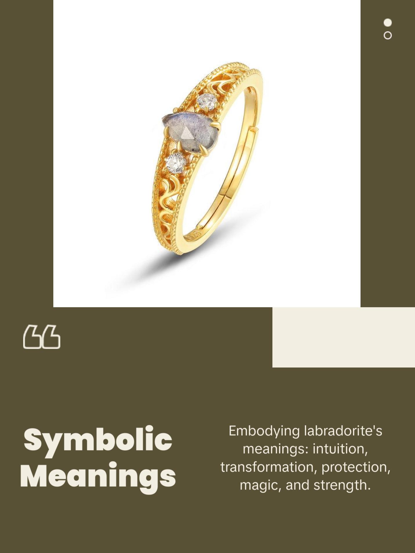 Labradorite Pear Cut Vintage Style Ring