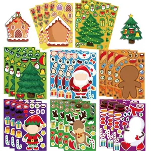 Christmas Party Game Stickers (24 Sheets), DIY Craft Activity Stickers, Fun Reusable Waterproof Stickers, Christmas Theme Cartoon Stickers