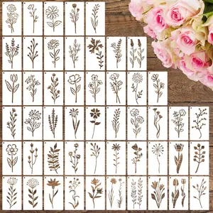 50 count Flower Stencils for Crafts  Flower Stencils for Painting on  Rocks Canvas Fabric Glass Pottery 3.5 x 2 In