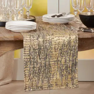 Animal Foil Print Table Runner – Black Cotton with Metallic Design