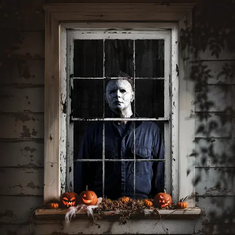 Halloween Dark Curtains Blackout - 31.5in×47.2in Ready Made Polyester Shower Curtain-Style Pattern Drapes, Spooky Horror Designs, Unique Decor for Bedroom Window, Haunted House Halloween Gift
