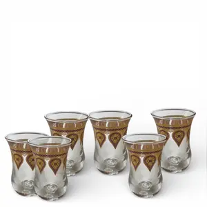 Tea Glass Cups - Set of 6 pcs -  طقم كاسات شاي زجاج