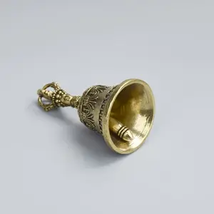 One Carved Bronze Bell | Hand-Held Shaker with Clapping Handle, Style Craftsmanship, Soothing Sounds for Healing, Ideal for Church, Weddings, Schools, and Festive Occasions