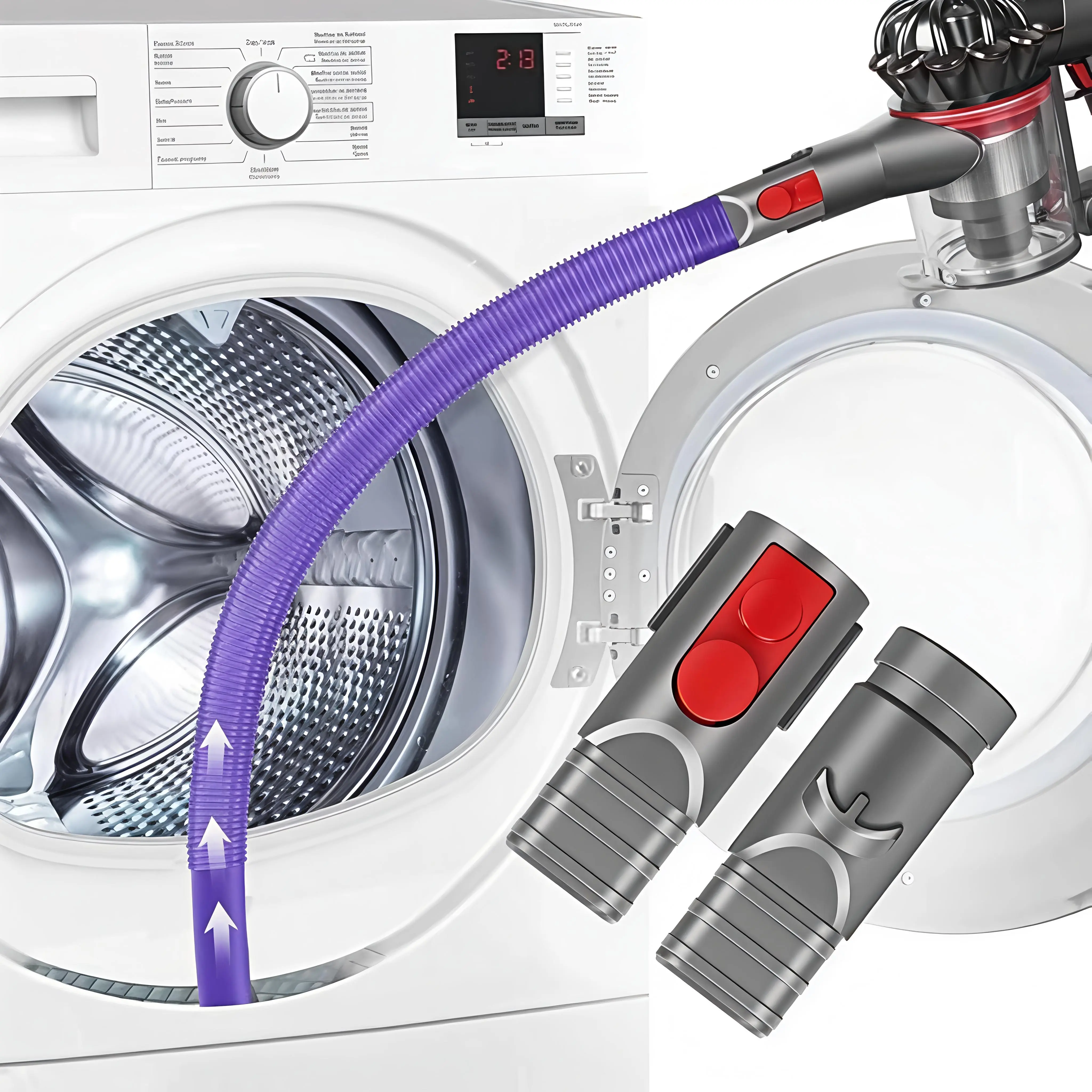 Flexible Flat Vacuum Attachment Hose, Dryer Vent Cleaning Kit for Lint Removal, Bendable Crevice Cleaner Tool for Household Appliances, Car Interior Narrow Gap Deep Cleaning Powerful Cordless