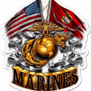Marine Corps Decals, Show Your Pride with Double Flag Globe Design, Ideal for Kitchen, Car, Wall Decor, Patriotic Accessories, Automobile Decals, Decal For Cars, Decals for Vehicles