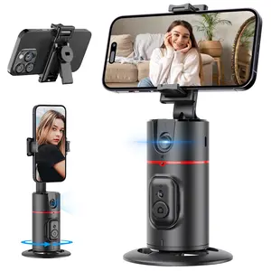 Smart Auto Face Tracking Tripod, 360° Rotation Phone Holder for iPhone Android, No App, Camera Mount Stabilizer for Vlog, TikTok, YouTube Live