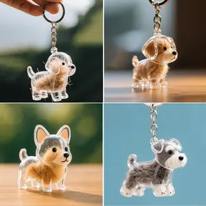 Dog hair collector keychain ornament, pet hair memorial box, transparent hair DIY storage box, pet lover home display souvenir