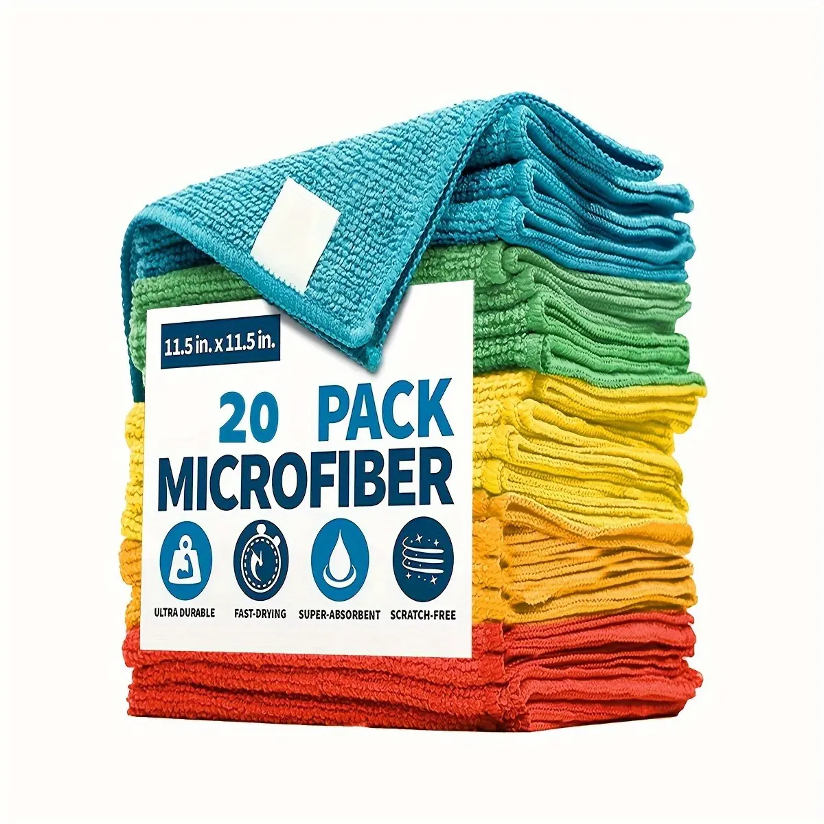 10/20/40-Pack Ultra-Fine Fiber Cleaning Cloths | Multi-Purpose Household Wipes | Kitchen & Bathroom Grease-Removing and Oil-Absorbing Cleaning Cloths | Durable, Absorbent Cleaning Towels | Home Cleaning Tools and Supplies
