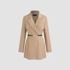 Cider [size 0-26] Collar Solid Blazer Mini Dress With Belt