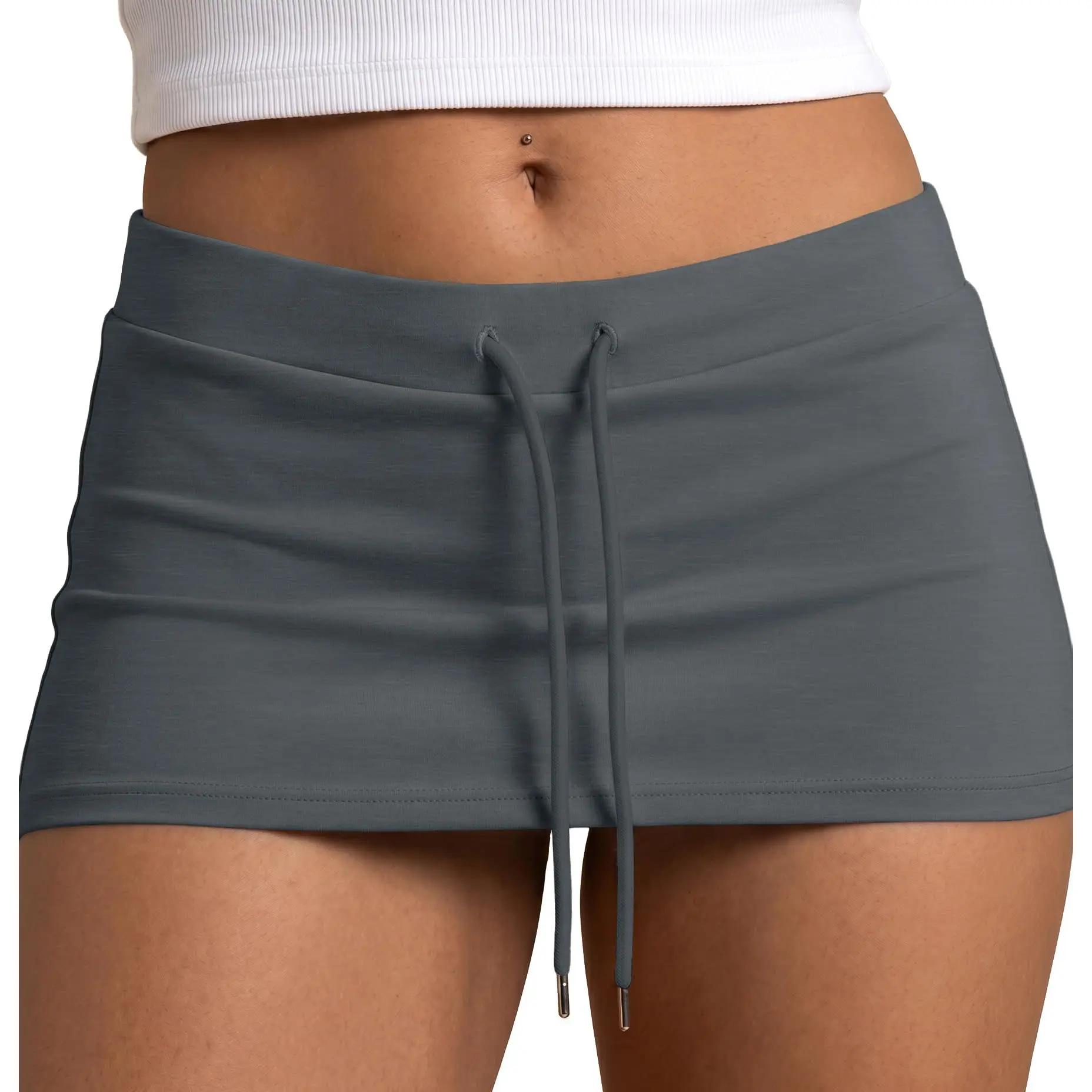 Lepunuo Mini Skirts for Women Low Waist Skirts with Shorts Underneath Drawstring Sexy Y2K Stretchy Skorts with Pockets