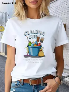 Cleaning Crew T Shirt Blue Cleaning Supplies And Tools with Bold Text for Home Cleaning And Housekeeping Tasks