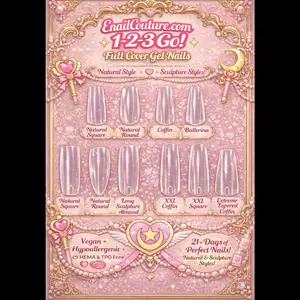 123 Go Nails pre made full coverage gel nail tips Full Cover False Nail Artificial Gel Nails Tip False Nails