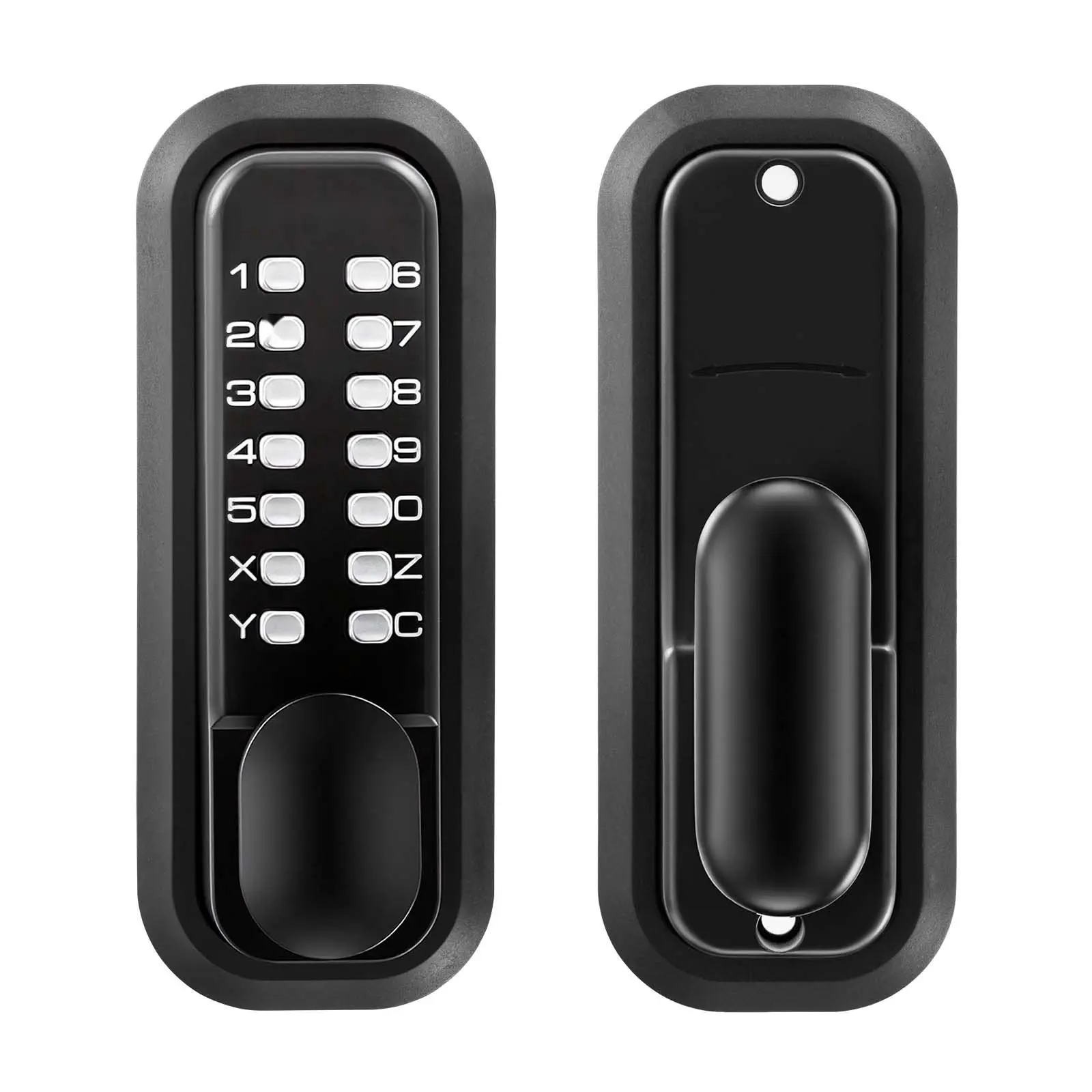 Mechanical Keyless Entry Door Lock With 2.0 Code Upgrade, 4-7 Digit Code, Single-Sided Push Button Mechanical Keypad Door Knob, Auto Locking, For Garden Gates, Indoor Or Outdoor, Black