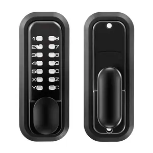Mechanical Keyless Entry Door Lock With 2.0 Code Upgrade, 4-7 Digit Code, Single-Sided Push Button Mechanical Keypad Door Knob, Auto Locking, For Garden Gates, Indoor Or Outdoor, Black