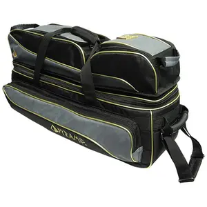 Pyramid 24K Premium Deluxe Triple Tote Roller Plus Bowling Bag (Black/Gold/Grey)