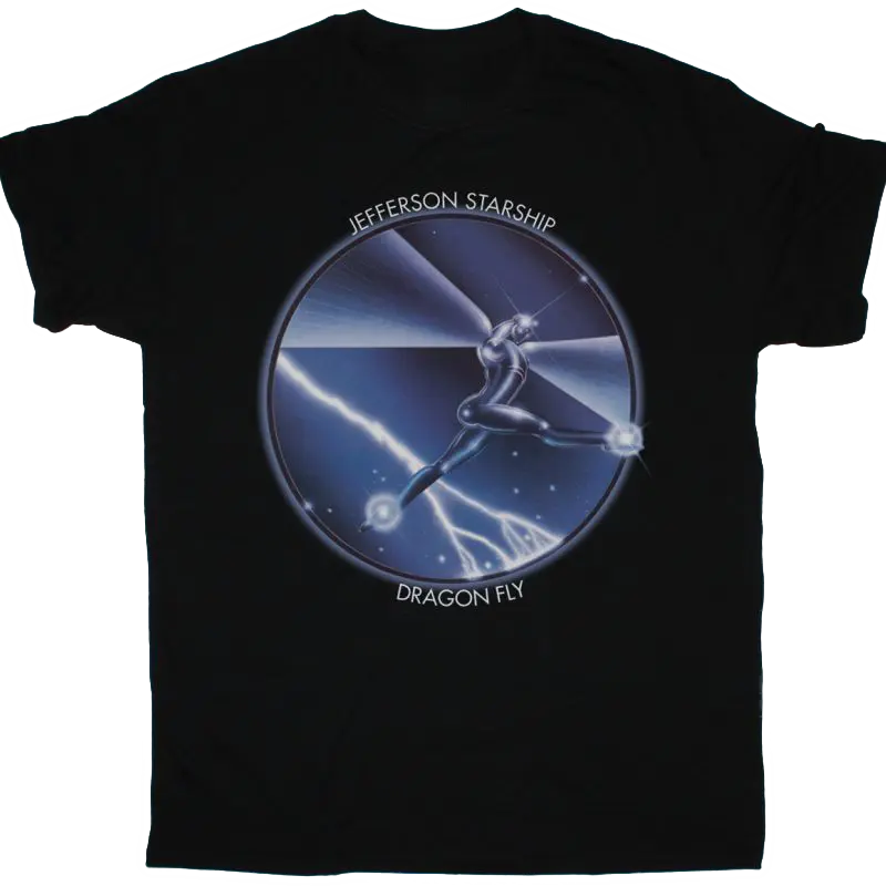 JEFFERSON STARSHIP BAND DRAGON FLY 1974 BLACK SHORT SLEEVE VINTAGE T-SHIRT