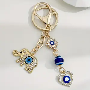 Men's Evil Eye Keychain & Bag Charm, Luxury Crystal Blue Pendant, Zinc Alloy, Rust-Proof, Stylish Protection, Bling Bling Keychains, Trendy Cute Keychain