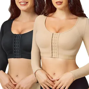 Arm Shaper for Women Post Surgery Arm Compression Sleeves Arm Front Closure Shapewear Bra