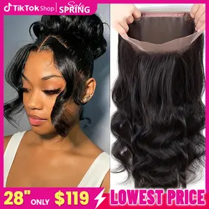 Gabrielle Hair 360 Full Lace Wigs Human Hair Body Wave Transparent Brazilian Wig 180% Density For Black Women 32 34 Inch 100% Human Hair Bleach/Dye Friendly No Shedding #Dealsforyoudays  #SummerVibes#tiktokshopspringglowup
