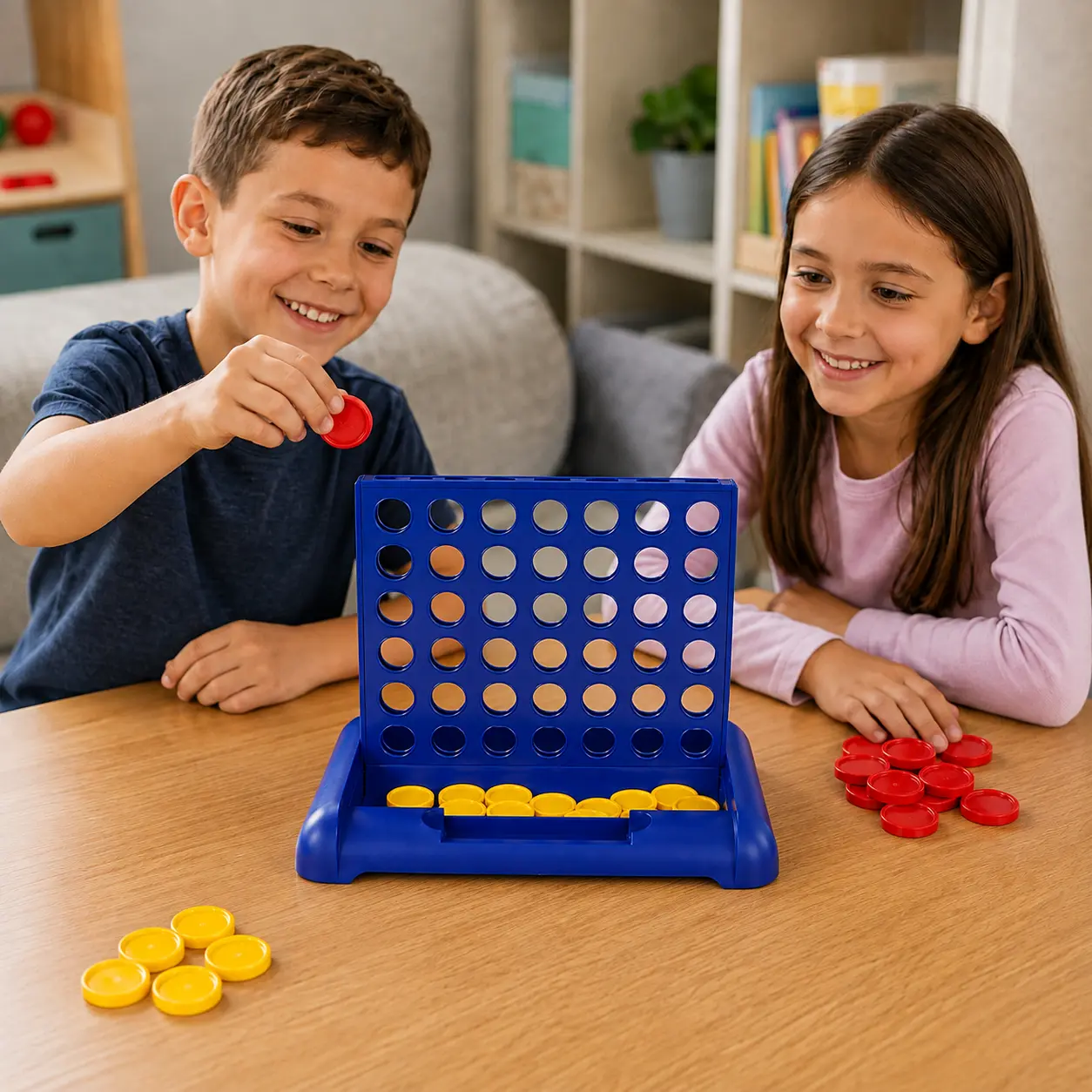 Portable Four In A Row Game, Foldable Travel Board Game for 2 Players, Compact Strategy Game for Family and Kids
