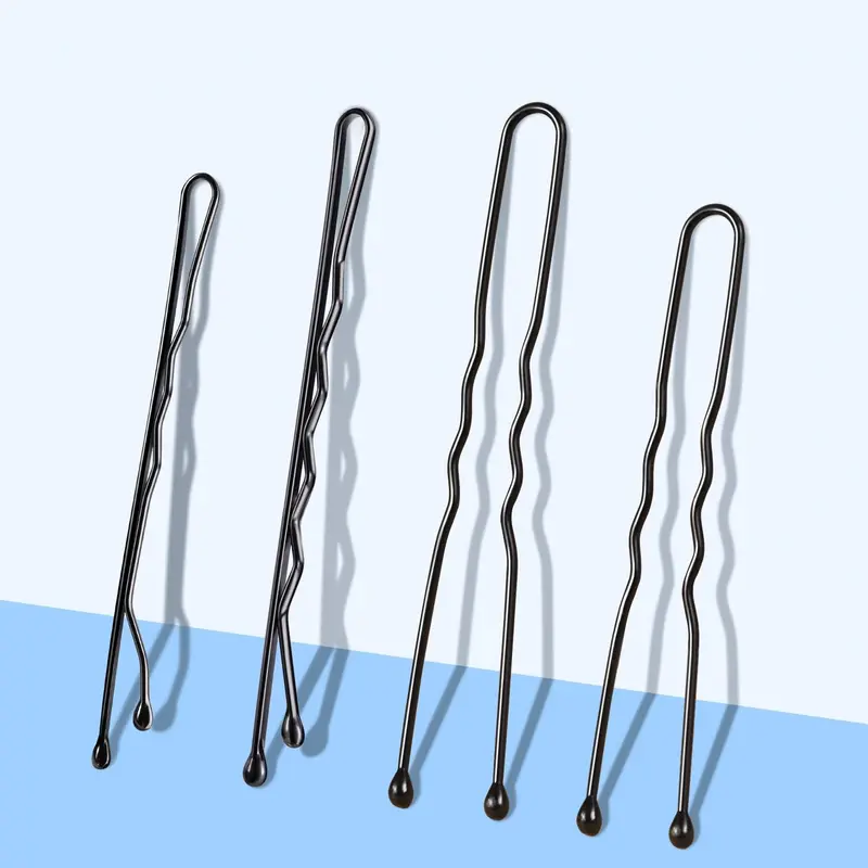 Women's Fashion U-Shaped Metal-Coated Wavy Hair Clips Metal with Rubber Beads - 1PC Assorted Bead Accessory with Wavy Grip for Hair Extensions & Daily Wear
