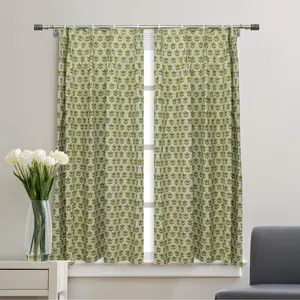 Unique Printed Pure Linen 2 Pleated Curtain - Saat Patti