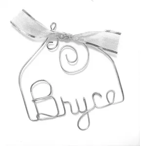 L. JENKINS DESIGNS Personalized Christmas Ornament Silver ANY NAME Designed Handcrafted in Beautiful Silver Copper Wire 3-4 Inches Wide for Holidays