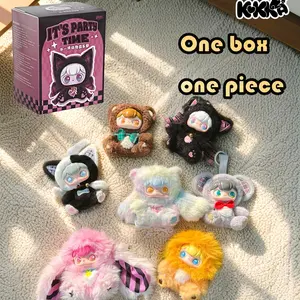 WLLEMART-KOKKA-Different animal club plush blind box with movable eyes, long/short fur, unique accessories that can swing the tail, 13cm keychains, 6 regular+1 hidden, perfect for Christmas and birthday gifts