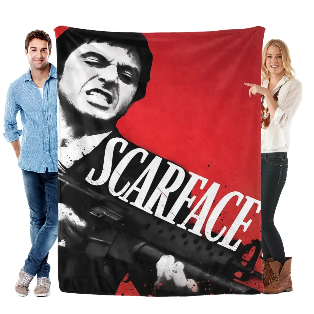 Scarface Movie Icon Ultra-Soft Flannel Blanket - Classic Retro Glam Traditional Crime Drama Design, Durable, Breathable, Wrinkle-Resistant All-Seasons Bedding Throw for Adults, Christmas, Birthday Gift, Retro Hollywood Decor
