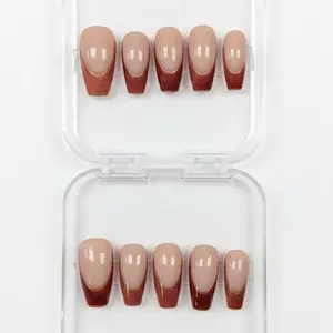 AK COSMETICS Press On Nails - Elegant Cateye Design for Instant Style Enhancement in Neutral and Deep Brown Shades