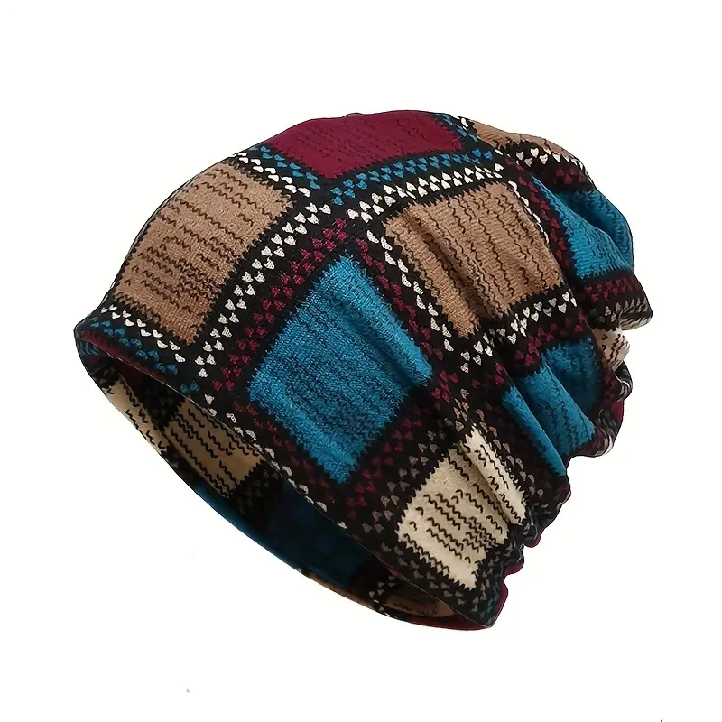 Women's Slouchy Vintage Boho Beanie with Fantasy Print, Lightweight and Elastic Polyester Knit for Party Wear, Female, Bachelor Party