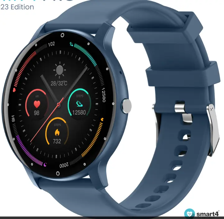 SmartPulse 360 Round Bluetooth Smart Watch for Men-Women - Heart Rate Tracking, Blood Pressure Monitoring, Sleep Tracking Solutions, Fitness Sporty Device with Step/Calorie Counter, Call/Message Alerts, Multiple Modes, Lightweight Wearable