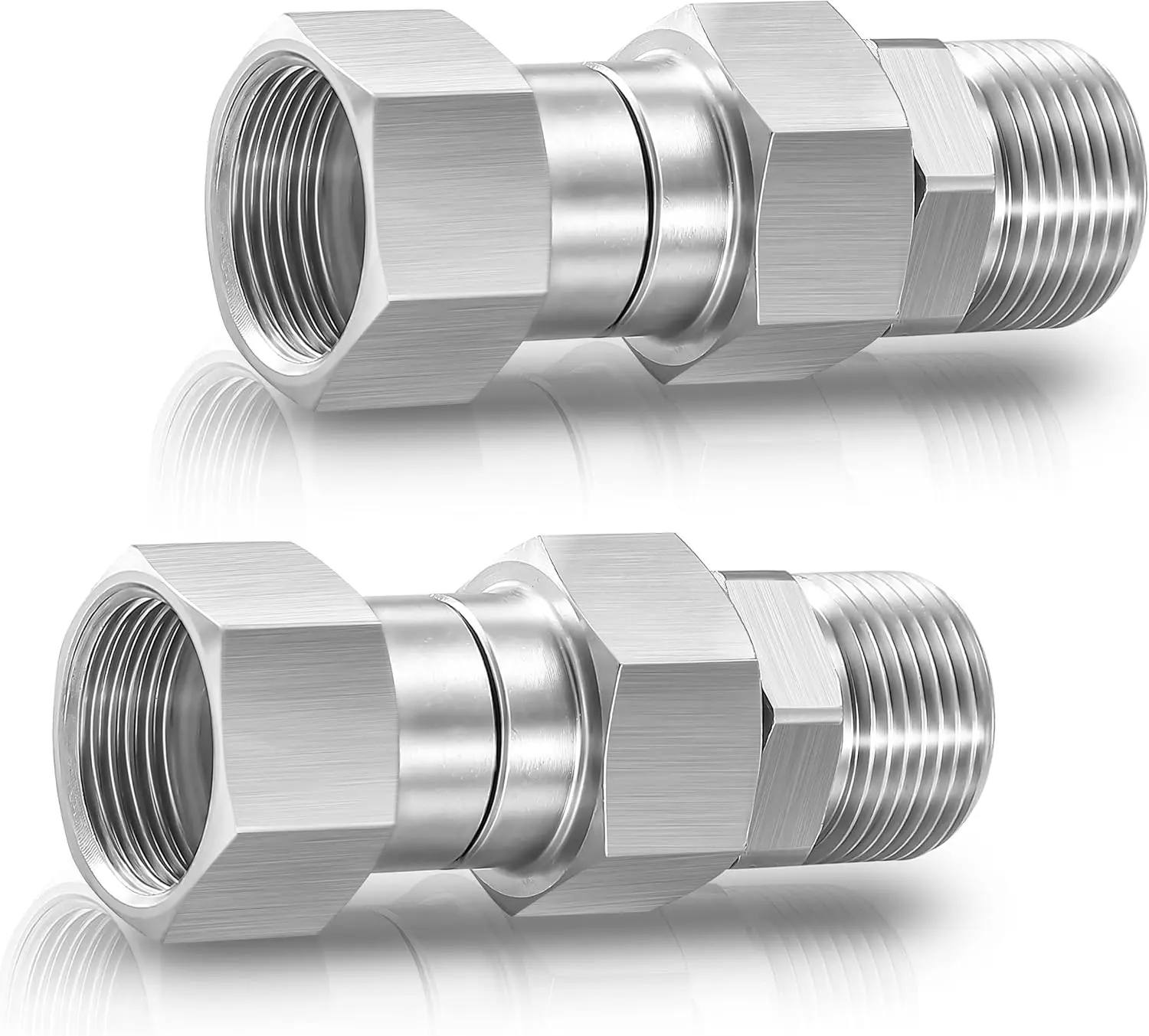 M MINGLE Stainless Steel Pressure Washer Swivel Fittings, Metric M22-14mm Thread, 4500 PSI, 2-Count, High Pressure Hose Compatible, Father's Day Gift Option, Pressure Washing