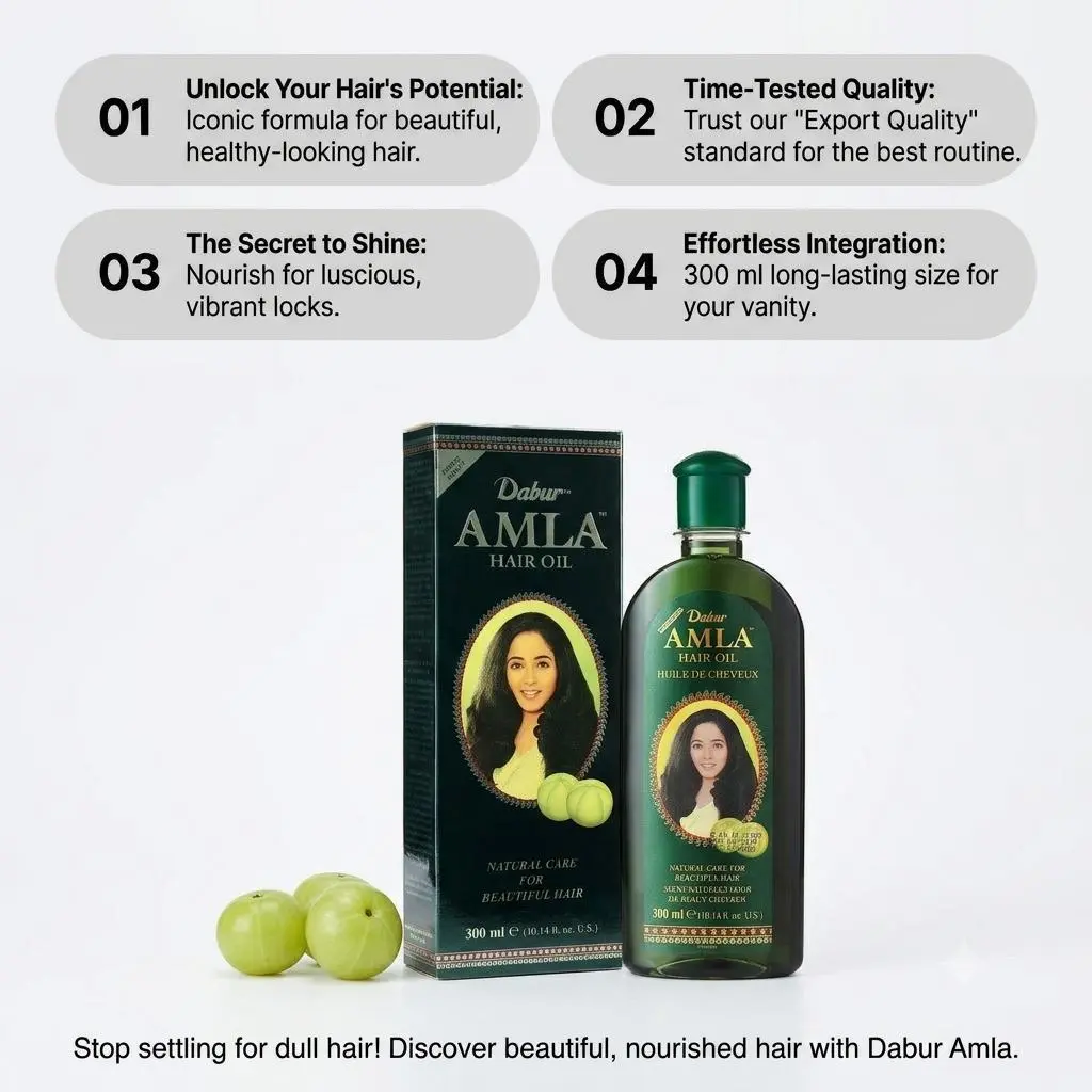 Dabur Amla Hair Oil, Natural Strengthening & Nourishing Haircare for Your Scalp Care Routine, Herbal Treatment for All Types, 200ml (6.76oz), Female