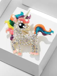 Unicorn Design Brooch, Rhinestone Decorated Brooch, Fashion Accessories for Women & Men, Trendy All-match & Exquisite Brooch for Birthday Gift, Jewelry, Jewellery