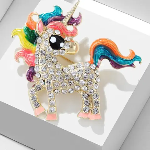 Unicorn Design Brooch Pin, Rhinestone Decorated Brooch, Brooch With Crystals, Fashion Accessories for Women & Men, Trendy All-match & Exquisite Brooch for Birthday Gift, Jewelry, Jewellery