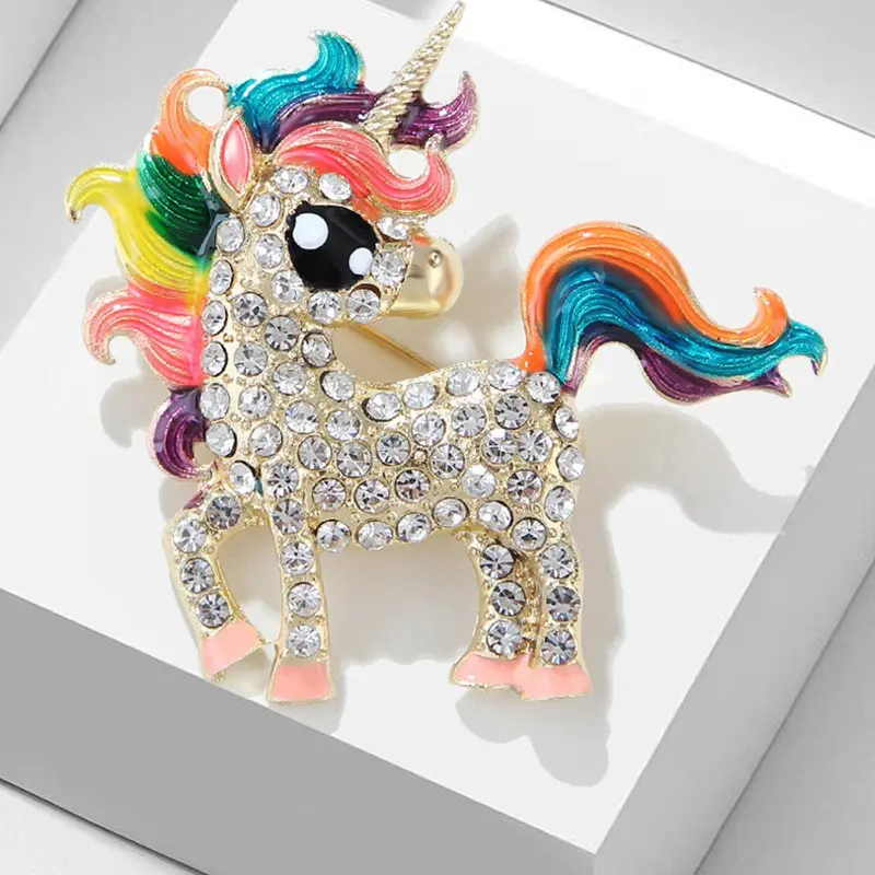 Unicorn Design Brooch Pin, Rhinestone Decorated Brooch, Brooch With Crystals, Fashion Accessories for Women & Men, Trendy All-match & Exquisite Brooch for Birthday Gift, Jewelry, Jewellery
