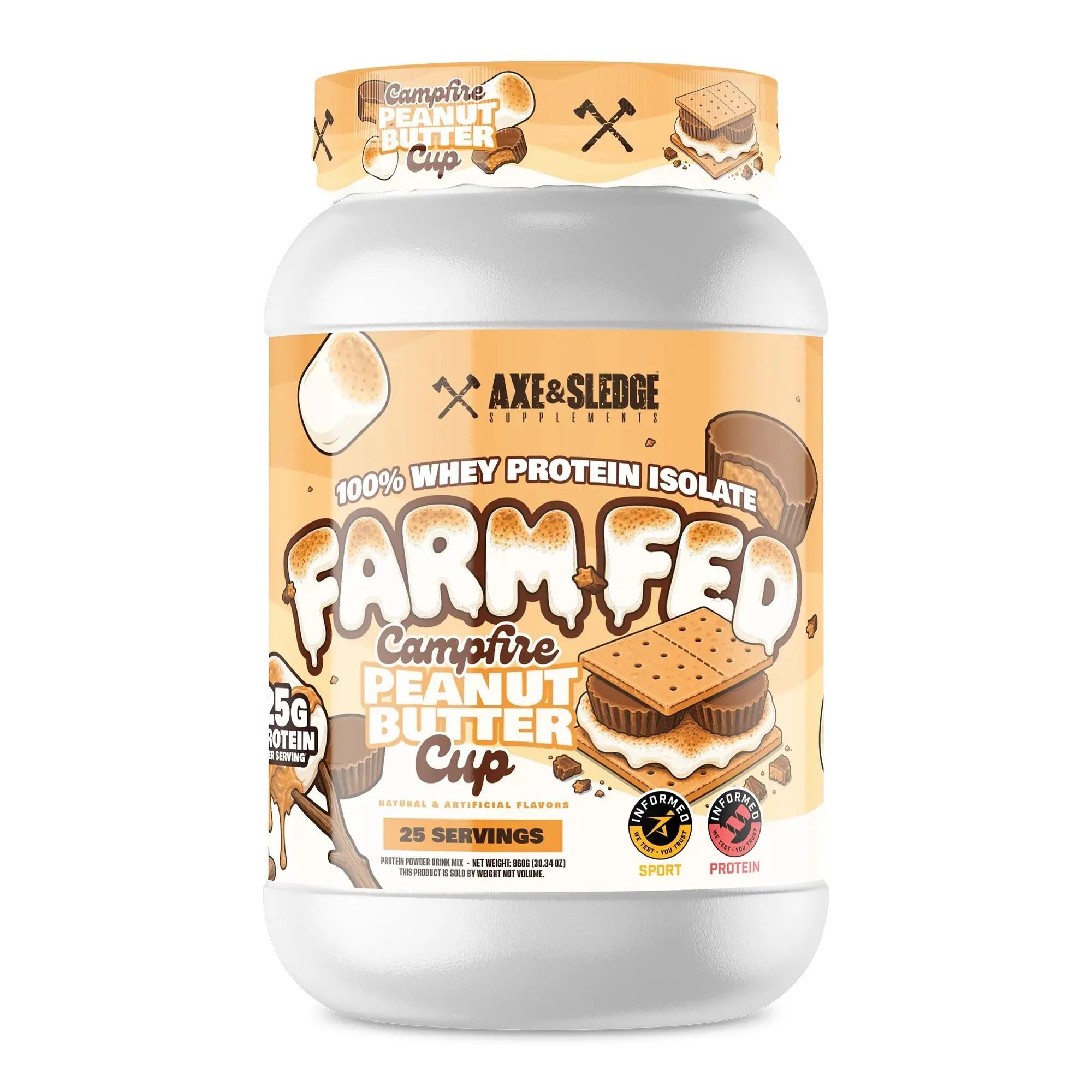 Axe & Sledge Farm Fed Whey Protein Isolate Supplement, 25g of Protein Gluten-Free