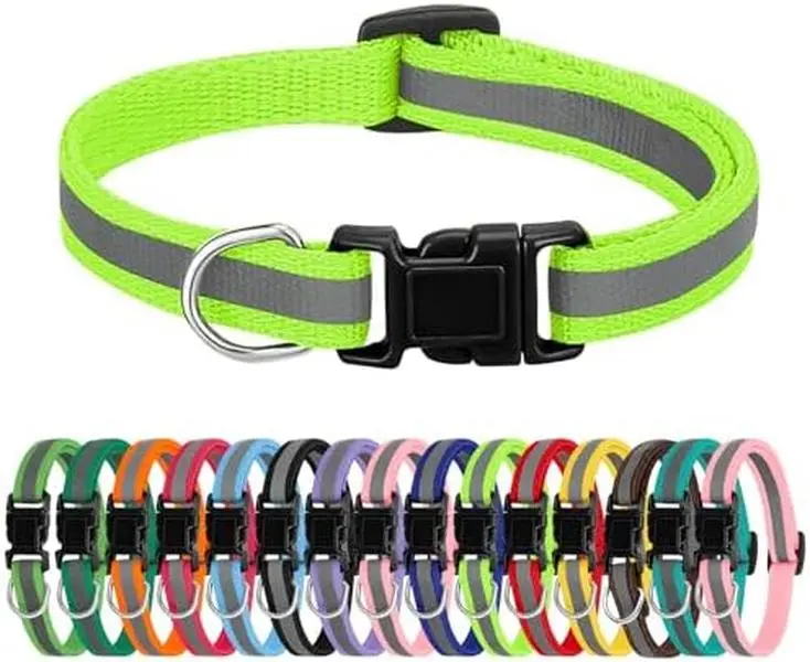 16 Pack Puppy Collars for Litter, Reflective Puppy Collars Adjustable Puppy ID Collars Soft Nylon Whelping Collars for Newborn Litter Puppy Pets-Reflective