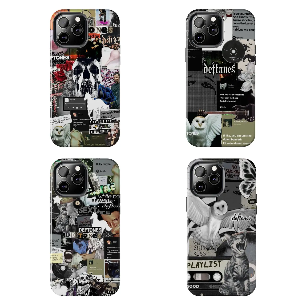 Deftones Vintage Collage Shockproof Polycarbonate-Rubber Smartphone Case - Retro Music Album Inspired Accessory, White Pony & Diamond Eyes Design, Wireless Protection for iPhone 11/12/13/17, Samsung Galaxy Models, Pro Max