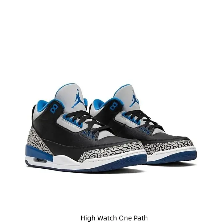 Black White Blue Three-Tone Leather Mid Top Jordan Casual Sneakers Dark Grey Elephant Print Side Panel Blue Jumpman Logo Air Cushion Blue Rubber Outsole Daily Walking Trainers for Men Women Street Fashion