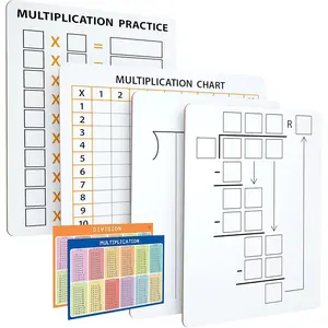 Dry Erase Division Multiplication Chart Whiteboard & Division Practice White Board Double Sided Times Table Math Manipulatives for  Students Classroom and  Whiteboard Lapboard