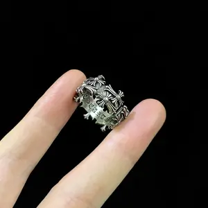 Dark Punk Cross Open Ring - Punk Style, Vintage Inspired, Adjustable Artificial Gemstone Ring for Men & Women