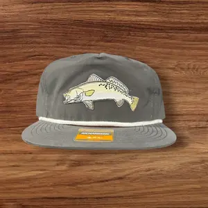 Gray Trout Hat - Gray Cap with Trout Design, Adjustable Fit, Classic Style, Ideal for Outdoor Activities