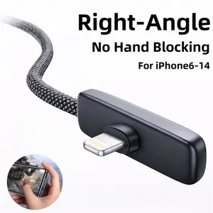 Right Angle USBA-Lightning Cable Fast Charging Braided Durable Cord for Gaming Compatible with iPhone 6-11 Stable Safe Charging No Blocking Hands While Playing for iPhone iPad AirPods 3.3Feet 6.6Feet